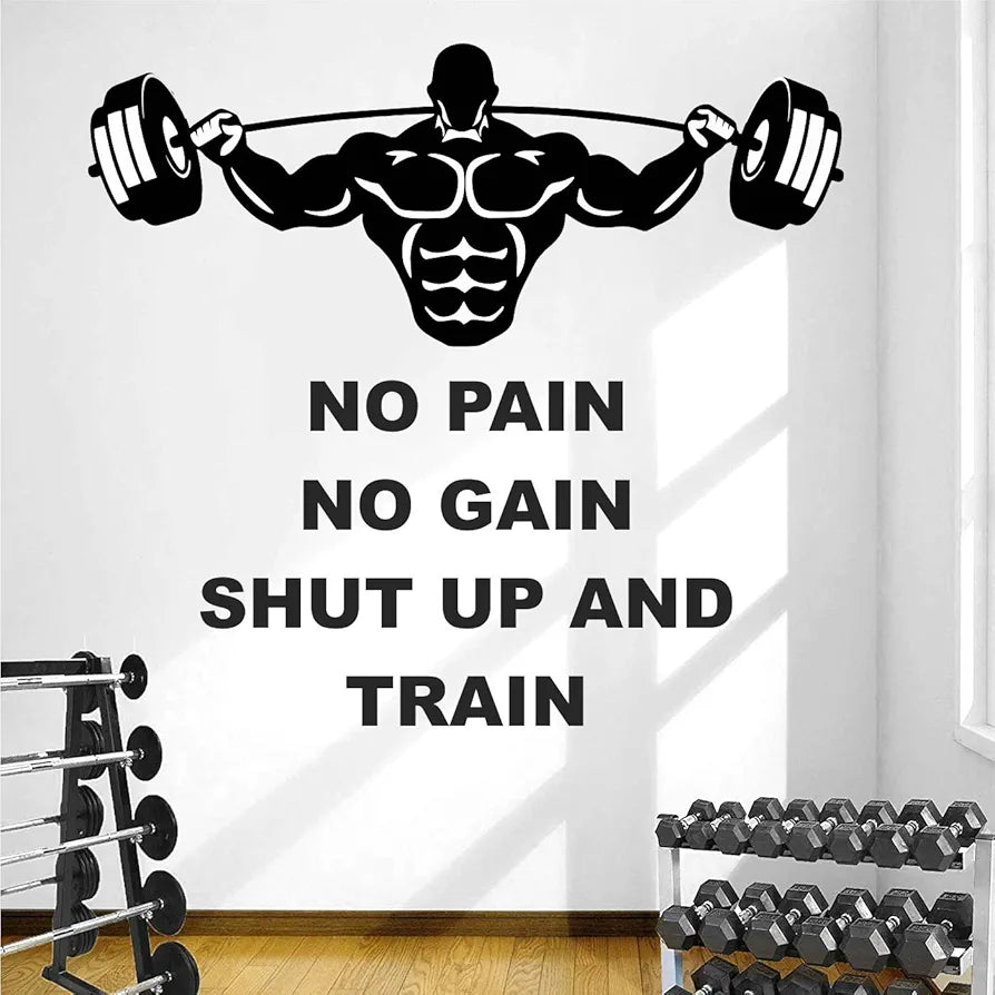 StickMe Gym Fitness Bodybuilding Sports Workout Boxing Inspirational Motivational Quotes Wall Sticker Medium - 95 x 90 cm