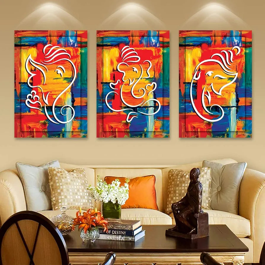 Rangoli MDF 3 Pcs Wall Poster 12x18 Inch Decorative Wall Art P-4 Design-27