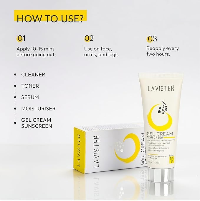 Lavister Gel Cream Sunscreen SPF 60 PA+++ - 100 gms
