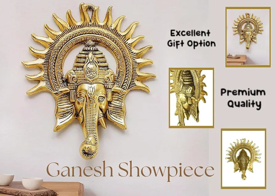 Ganesha Sun Decorative Metal Wall Hanging Art Ganpati Ganesh Showpiece