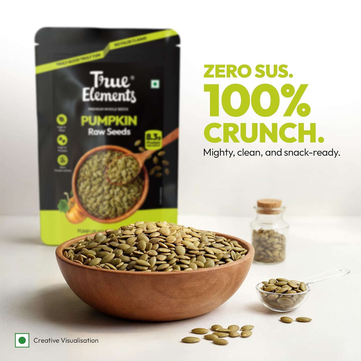 True Elements Pumpkin Seeds 500g - AAA Grade Seeds for Eating | Protein Rich Seeds | Healthy Diet Snacks | Rich in Protein