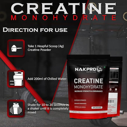 Nakpro Micronized Creatine Monohydrate Unflavoured - 100 gms