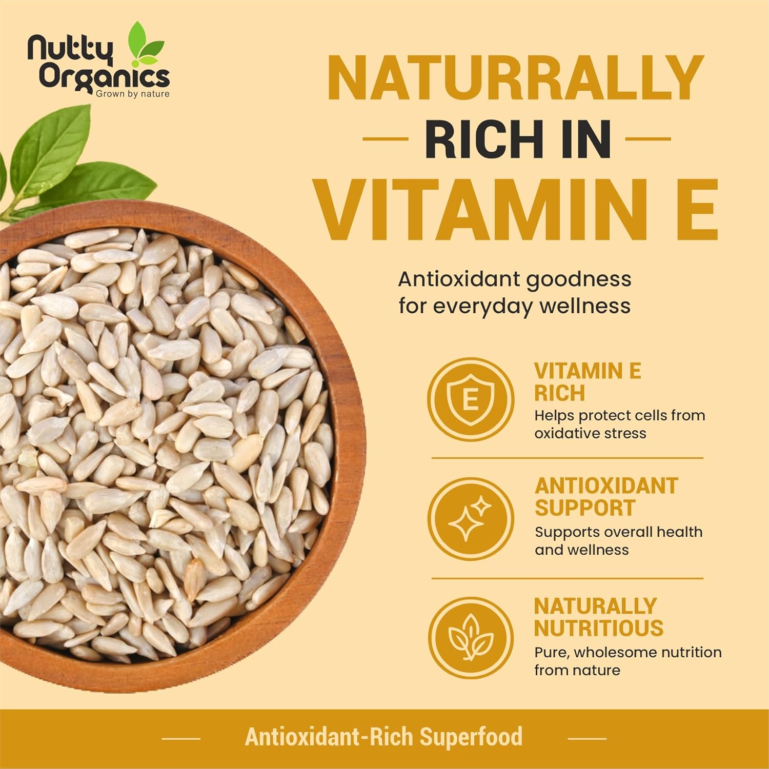 NUTTY ORGANICS Natural Sunflower Seeds 200GM | Raw Sunflower Seeds for Eating- Diet Food | Healthy Snack | Raw Seeds | Weight Management