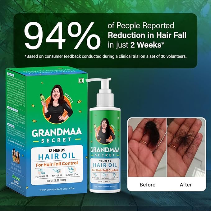 Nidhi's Grandmaa Secret 13 Herbs Hair Oil for Men & Women | Promotes Hair Growth & Reduces Hair Fall - 100 Ml