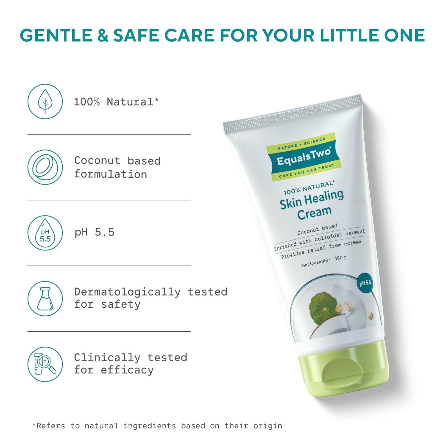 EQUALSTWO by Zydus Skin Healing Cream for Baby & Mom – 150gm | Eczema Relief, Rash & Dry Itchy Skin | pH 5.5 | Dermatologist-Tested | Gentle Moisturizer for Sensitive, Red, Irritated Skin, (Pack 1)