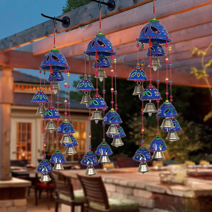 Heart Home Plastic Rajasthani Design Handcrafted Hanging Windchimes Latkan with 8 Bells