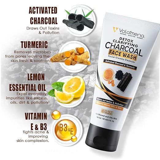 Volamena Detox Clarifying Charcoal Face Wash - 100 ml