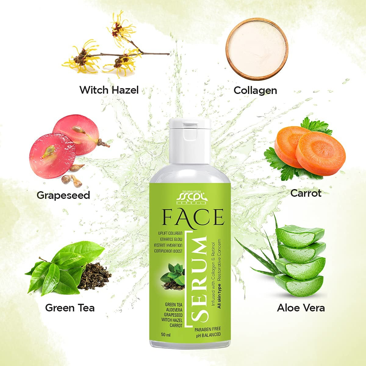 Sscpl Herbals Face Serum Infused with Collagen - 50 ml (Pack of 2)