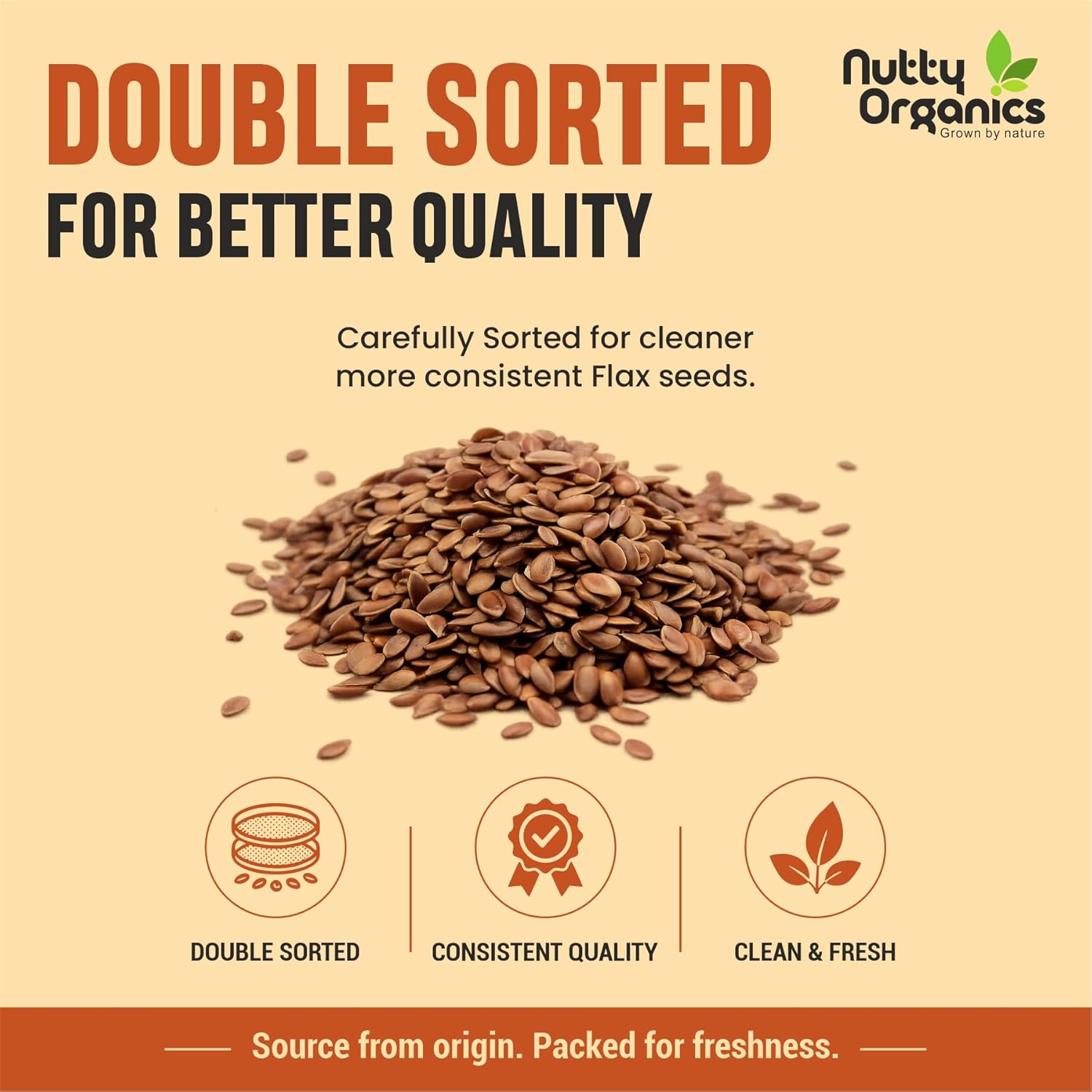 NUTTY ORGANICS Flax Seeds| Natural Raw Flax seeds for Eating High Dietary Fiber Alsi Seeds Rich in Magnesium- Helps in Manage Blood Sugar Levels & Heart