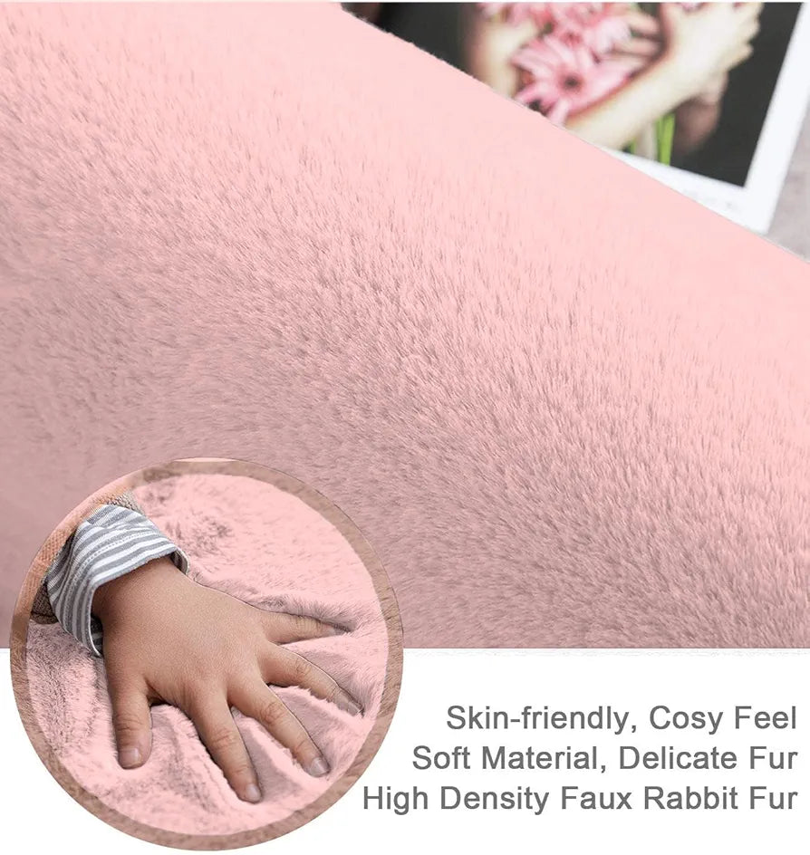 Luxe Home International Rectangular Bath Mat Super Soft Anti Skid Rabbit Fur  Bathroom Mats Colour Peach