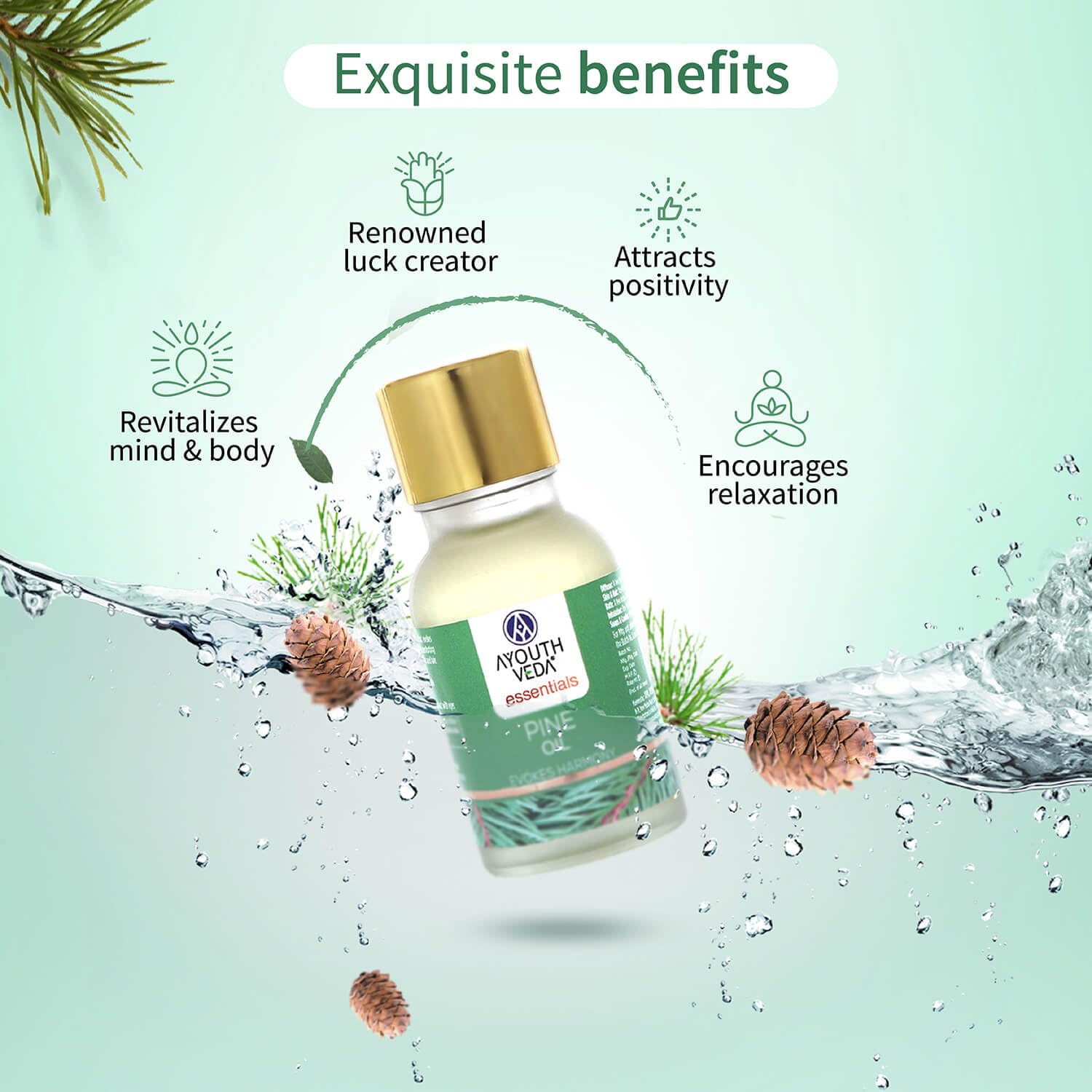 Ayouthveda Pine Essential Oil | Aromatherapy Kit for Stress Relief & Relaxation | use for Skin & Hair, Bath, Soaps & Candles, Inhalers & Diffusers | Revilatises & Soothes Mind & Body (15ml)