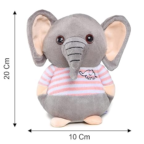 Webby Soft Animal Plush Elephant Toy 20cm Grey and Pink