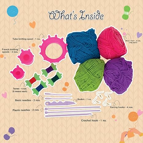 Funskool Handycrafts Crochet Factory Crochet Kit Make Scarves Placemats Coasters Block