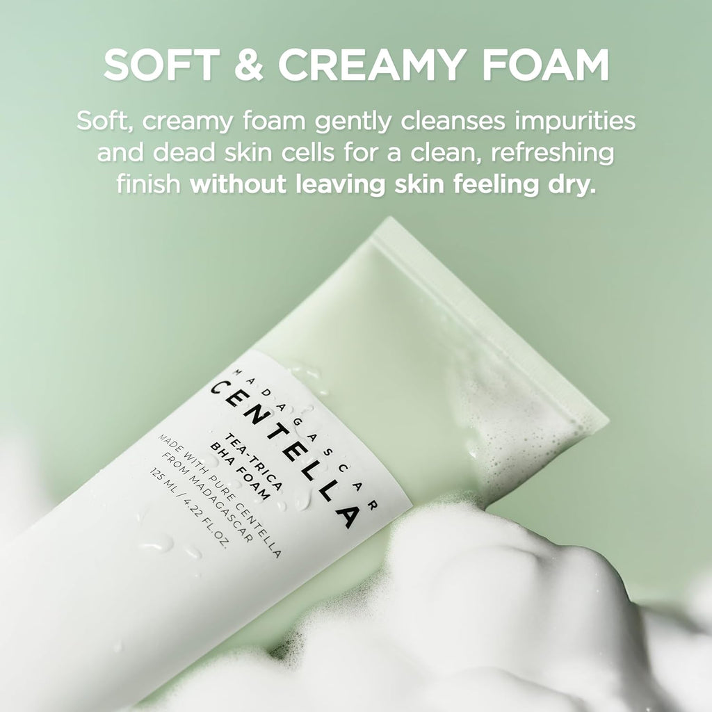 SKIN1004 Madagascar Centella Teaâ€‘Trica BHA Foam Cleanser | Gentle Exfoliating Face Wash, 125â€¯ml