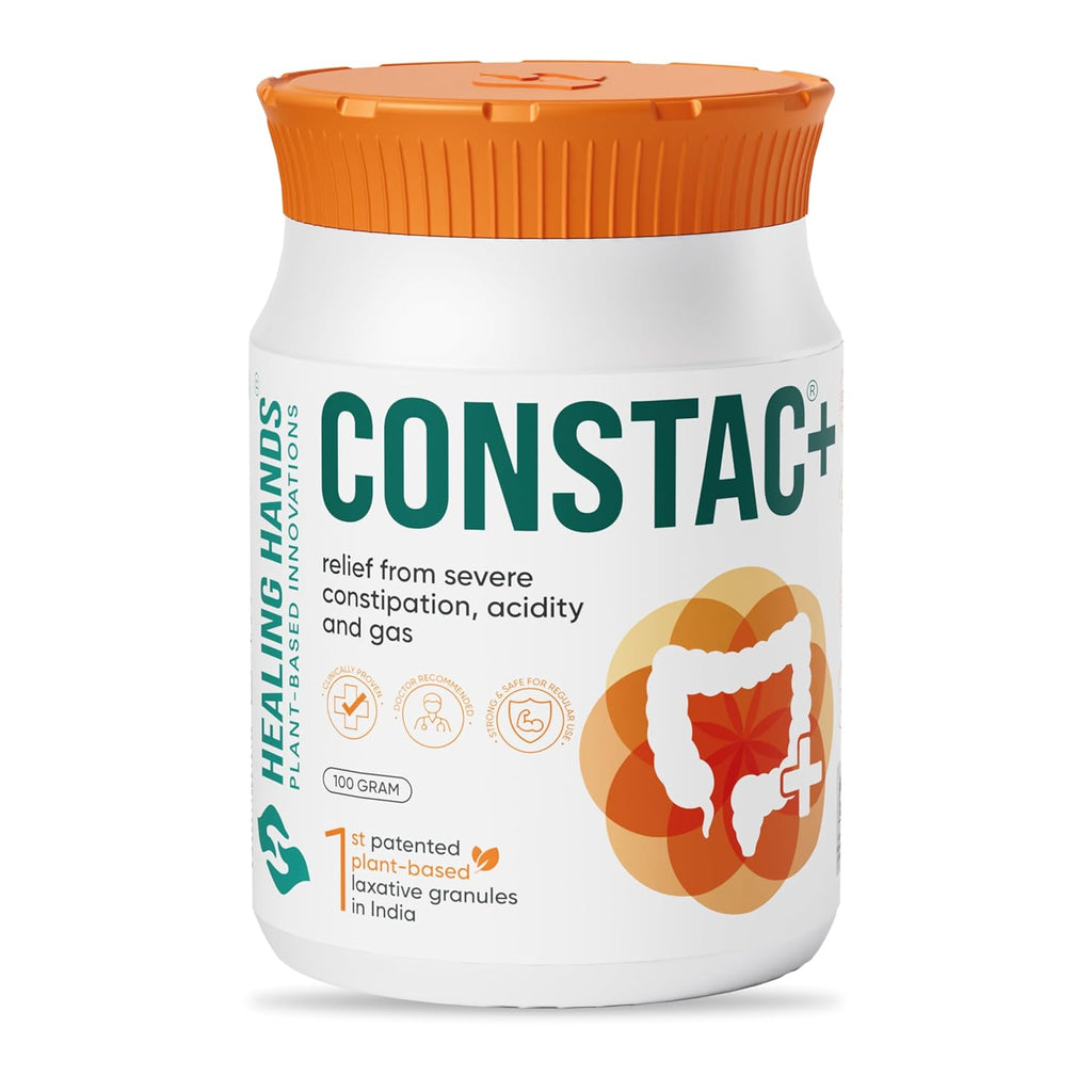 Healing Hands Constac Plus for Relief in Severe Constipation, Acidity and Gas, Plant Based Natural Constipation Solution, Clinically Proven, Herbal, Strong â€“ 100 gm (Granules)