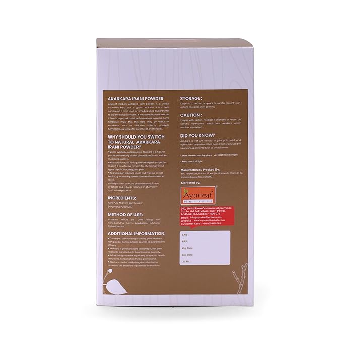 Ayurleaf Herbals Akarkara Irani Powder for Immune Booster - 200 Gms
