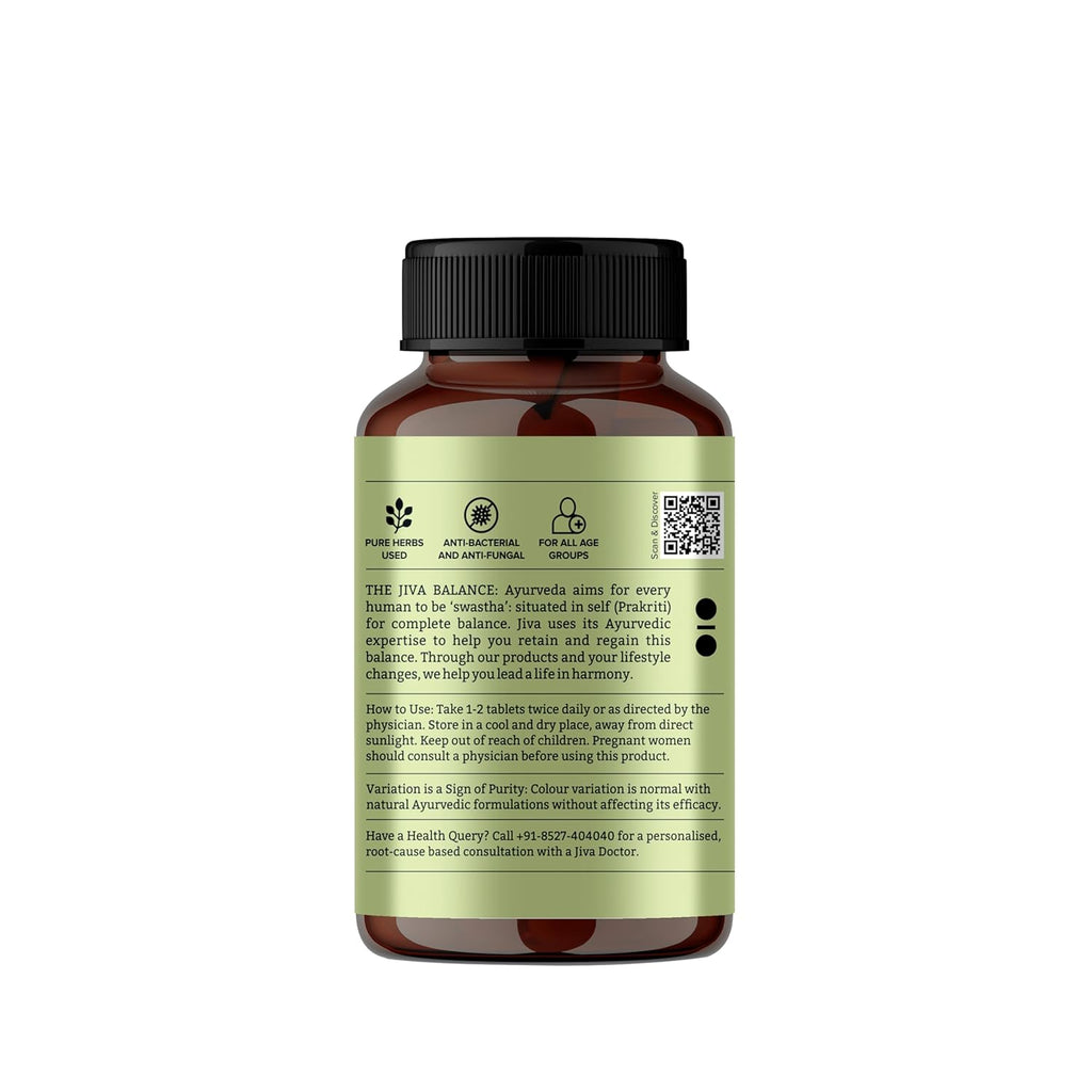 Jiva Neem Tablet - 120 Tablets | 100% Ayurvedic Formulation Purifies Blood, Treats Urinary Disorders | Pacifies Pitta And Kapha Doshas | Promotes Healthy Skin