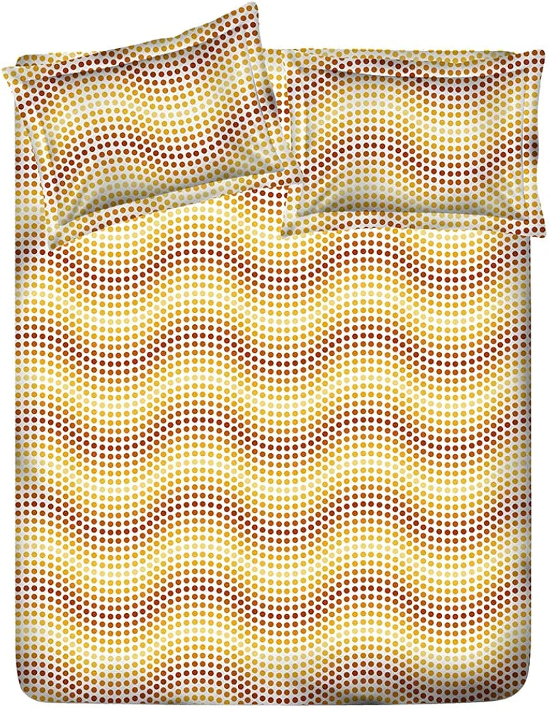 Layers Firenze Cotton Bedsheet Set for All Seasons Lightweight Moisture Absorbent Machine Washable 140 TC Queen Size Brown Dots