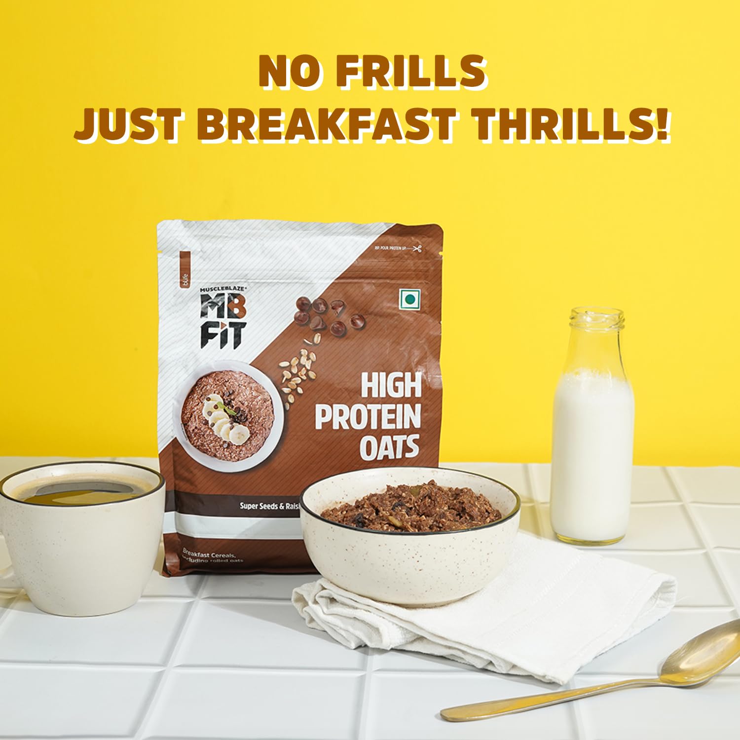 MuscleBlaze Fit High Protein Oats (Dark Chocolate, 400g) | 22g Protein | Breakfast Cereals for Weight Management