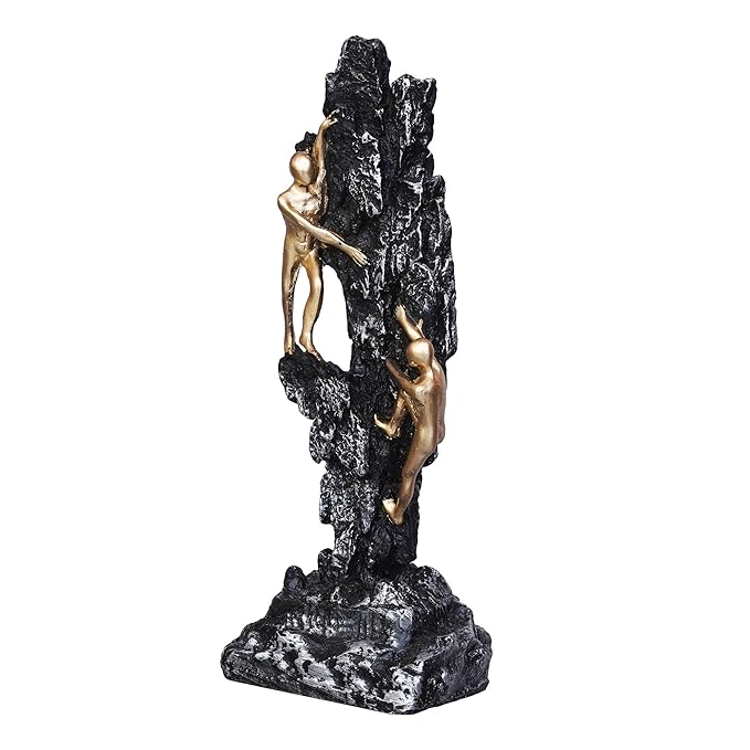 Ecraftindia 2 Men Climbing on Rock Mountain Climbers Human Figurine Showpiece