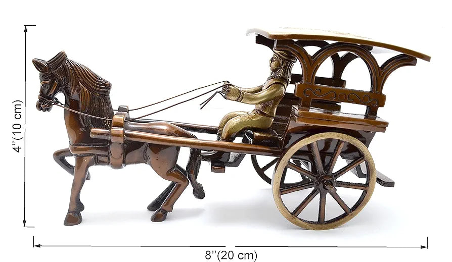 Two Moustaches Brass European Horse Carriage Showpiece