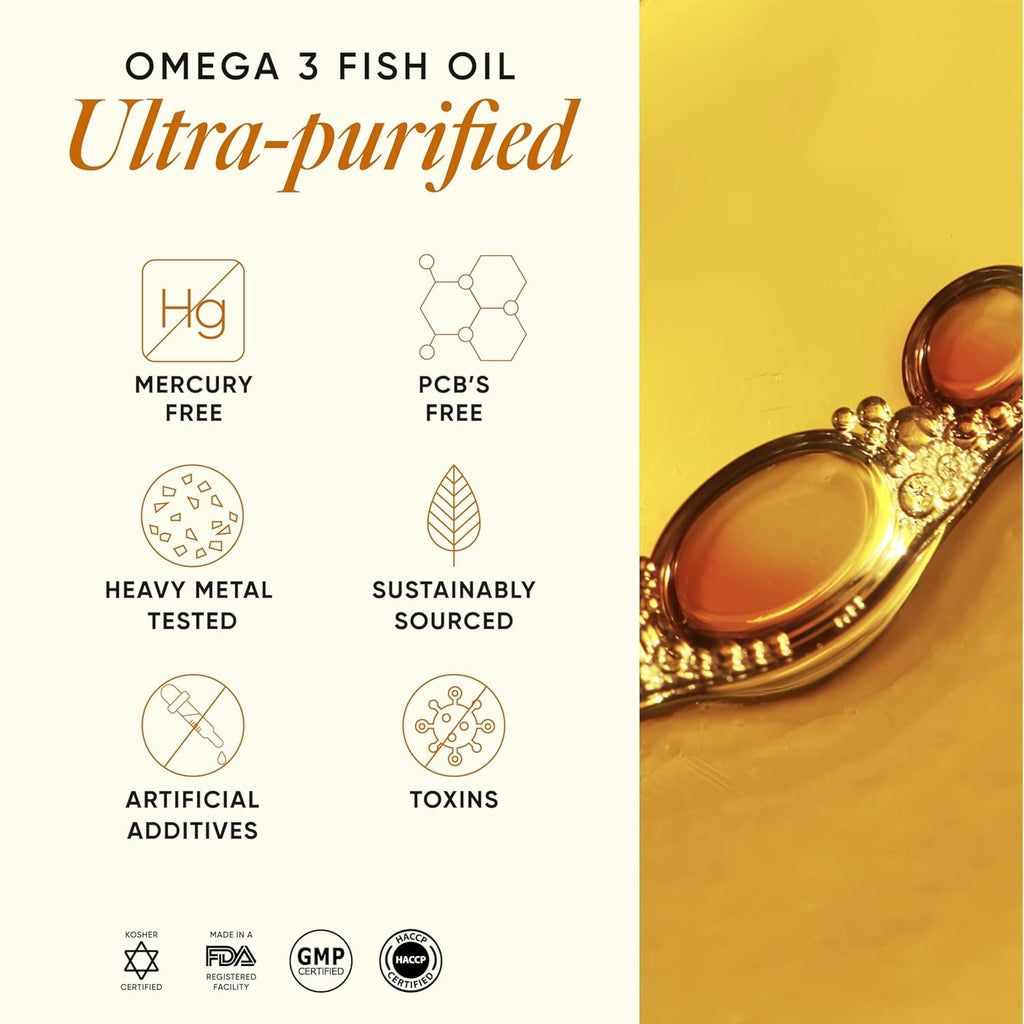 Wellbeing Nutrition Slow 4x Strength Omega 3 Fish Oil Capsules | 1850mg with EPA 720mg, DHA 500mg & Curcumin for Men & Women | No Fishy Burp | For Brain, Heart, & Joint Health, 60 Capsules