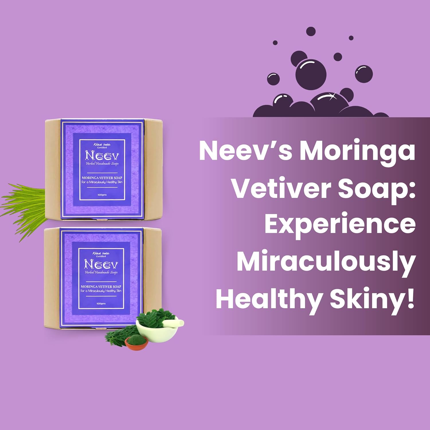 Neev Herbal Handmade Soaps Moringa Vetiver Soap - 100 gms