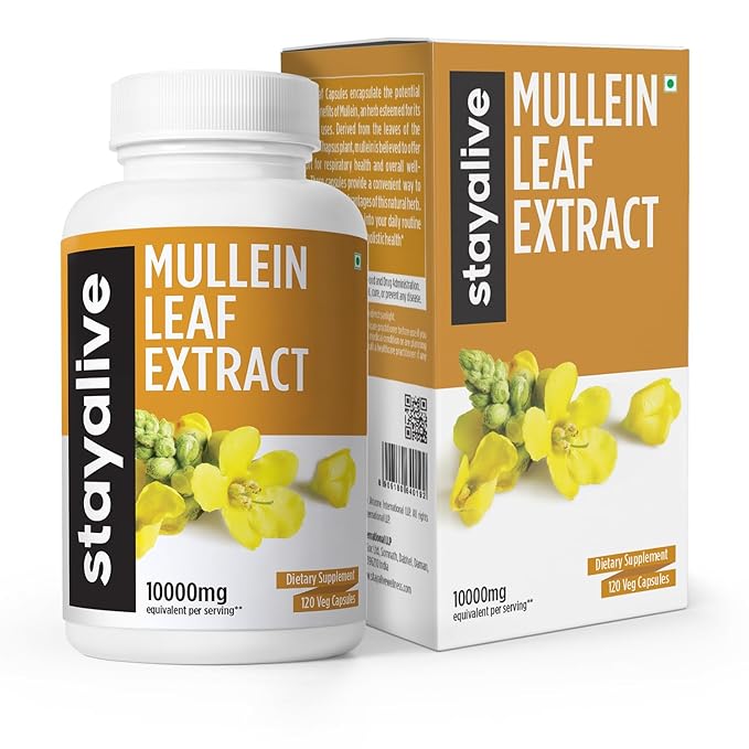 StayAlive Mullein Leaf Capsules 10000mg 10:1 Super Extract for Lungs - 120 caps