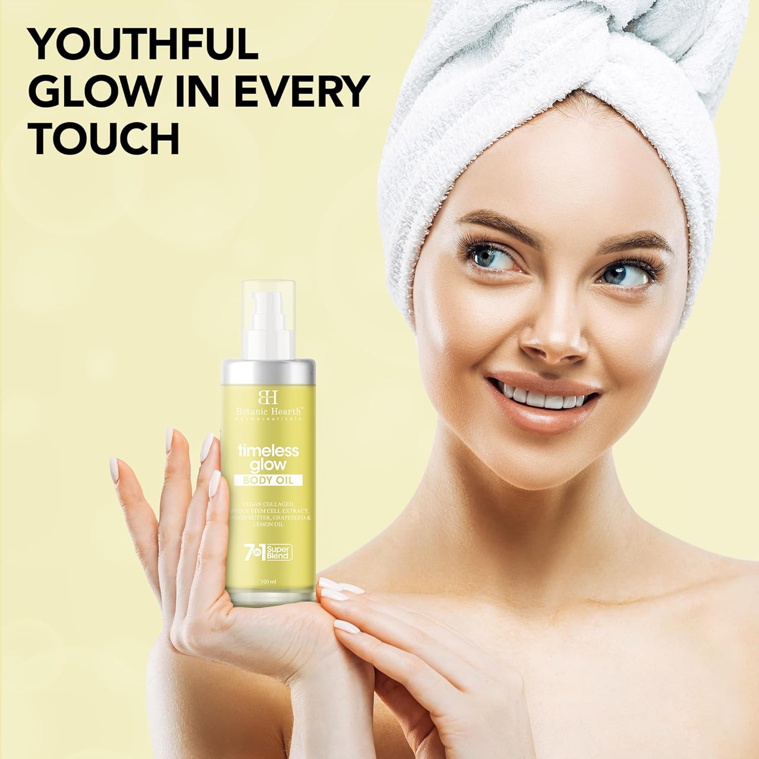 Botanic Hearth Timeless Glow Anti-Aging Body Oil with Vegan Collagen & Stem Cell Extract | Firming Massage Oil for Youthful Glowing Skin | For Women & Men | 100ml
