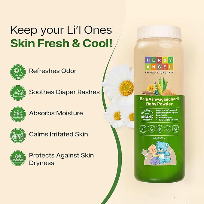 Herby Angel Talc Free Baby Powder For Babies & Kids - 100 gms