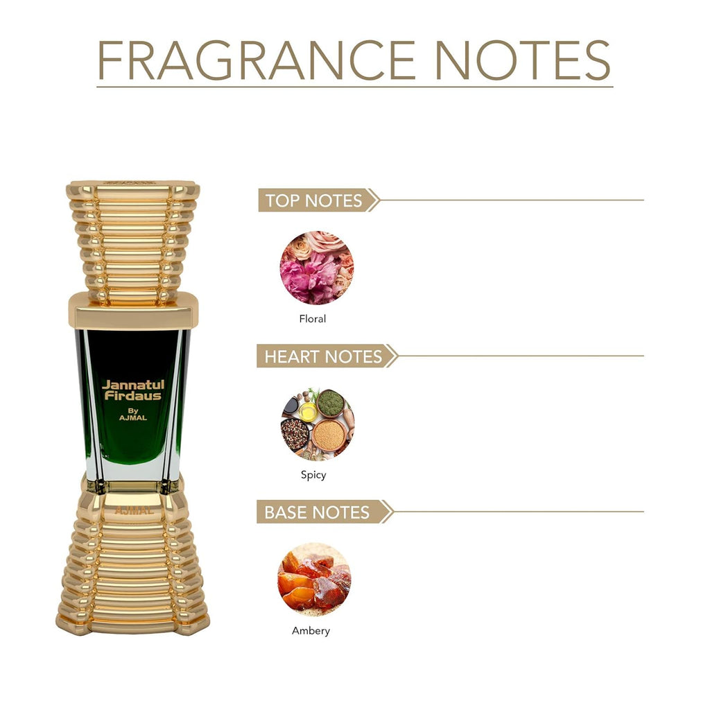 Ajmal jannatul Firdaus Concentrated Oriental Perfume Free From Alcohol 10ml for Unisex