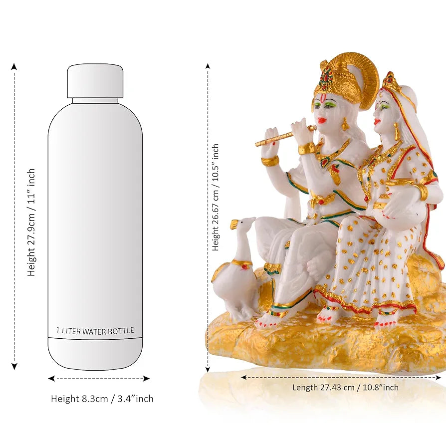 CraftVatika Radha Krishna Murti Dust Idol Marble Radhe Krishna Statue Radha Krishna Sitting-TP2