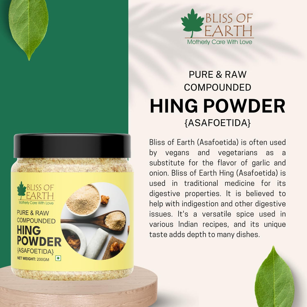 Bliss of Earth 100% Pure Hing (Asafoetida) Powder- Aromatic Spice for Flavorful Cooking 200gm