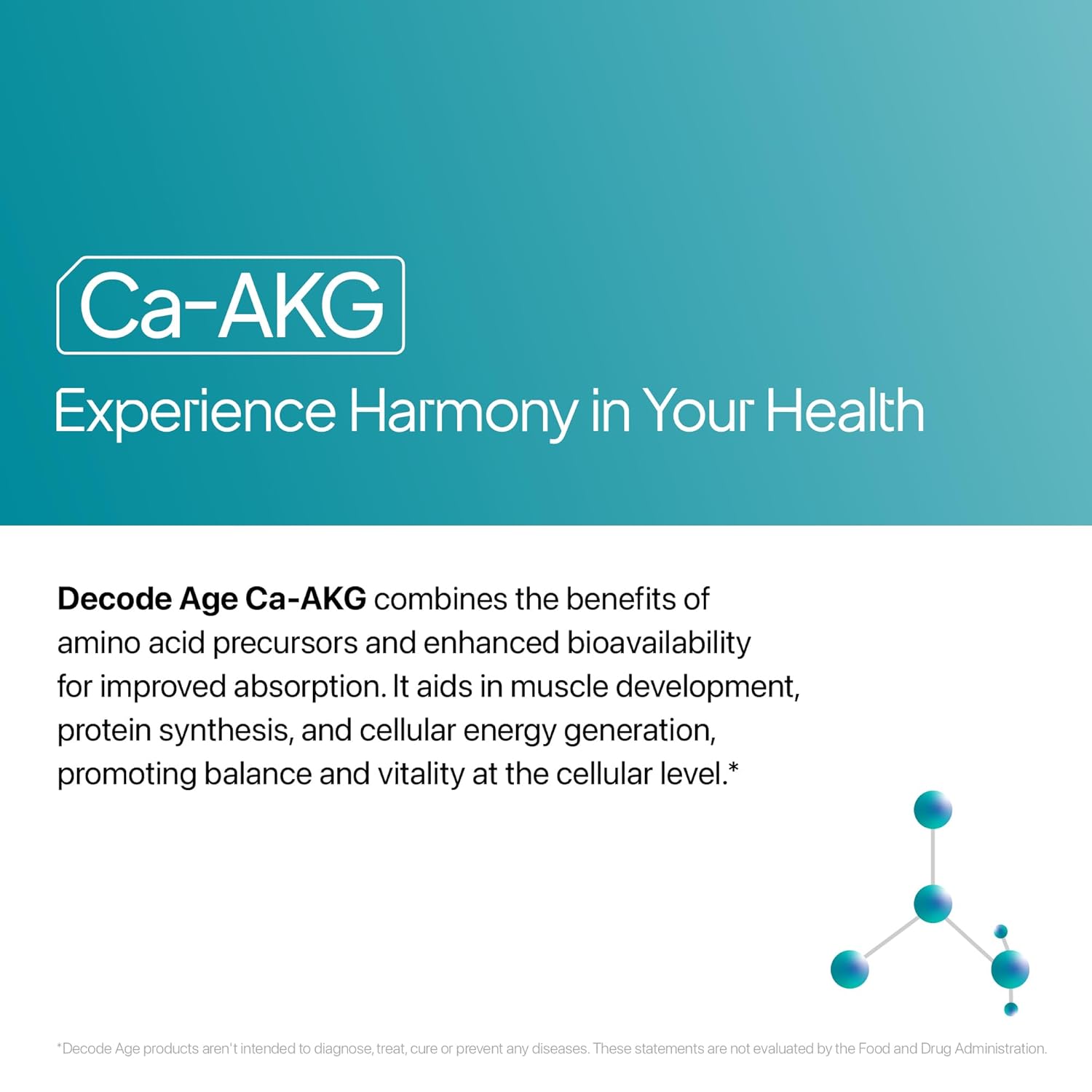 Decode Age Ca-AKG Supplement 500 mg â€“ 99.9% Pure, Highly Bioavailable Calcium Alpha-Ketoglutarate for Bone Strength, Energy & Muscle Recovery â€“ Clinically Tested, 30 Vegetarian Capsules