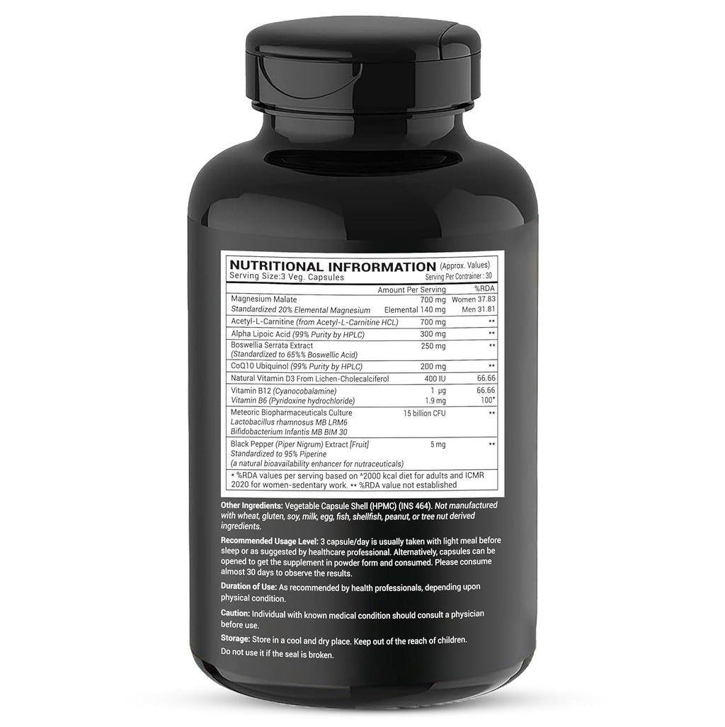 GREENDORSE FibroRelief Plus for Fibromyalgia relief, fatigue, inflammation, muscle cramps etc| 10 IN 1 formula with Magnesium malate, Curcumin, Boswellia, Alpha Lipoic acid, Acetyl-L-carnitine, CoQ10, Vitamins - 90 Veg Capsules