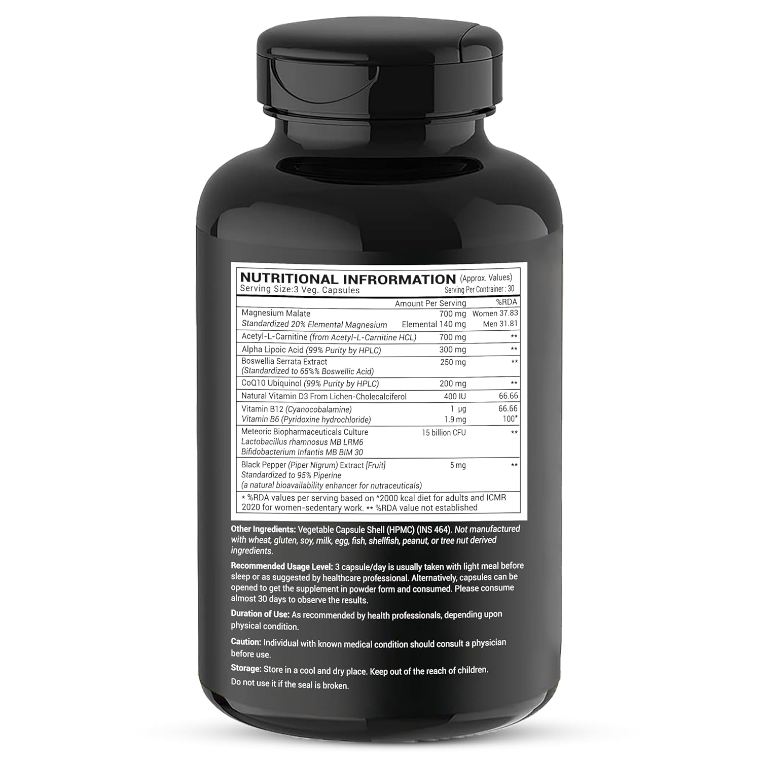 GREENDORSE FibroRelief Plus for Fibromyalgia relief, fatigue, inflammation, muscle cramps etc| 10 IN 1 formula with Magnesium malate, Curcumin, Boswellia, Alpha Lipoic acid, Acetyl-L-carnitine, CoQ10, Vitamins - 90 Veg Capsules