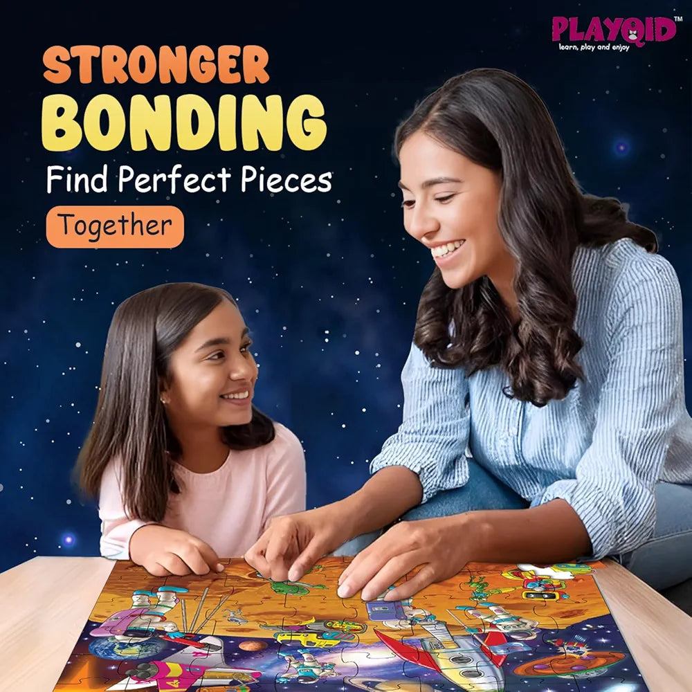 Playqid Puzzle Games for Kids Age 4 to 8 Years 48-Piece,35x30cm–Jigsaw Kid’s Floor Puzzle Mat Outer Space Solar System Educational Memory Toy