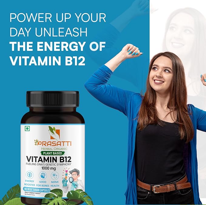 Prasatti Herbal Organic Plant Based Vitamin B12 - 120 Veg Capsules