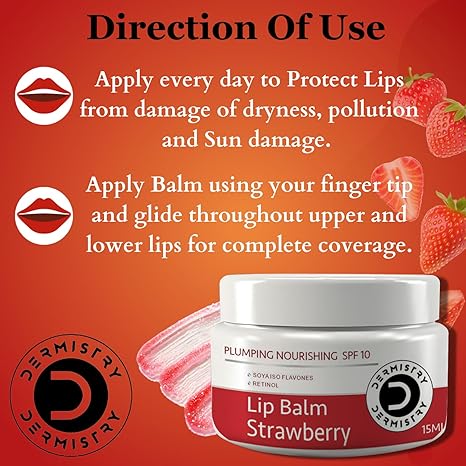 Dermistry Plumping Nourishing SPF 10 Strawberry Lip Balm - 15 ml