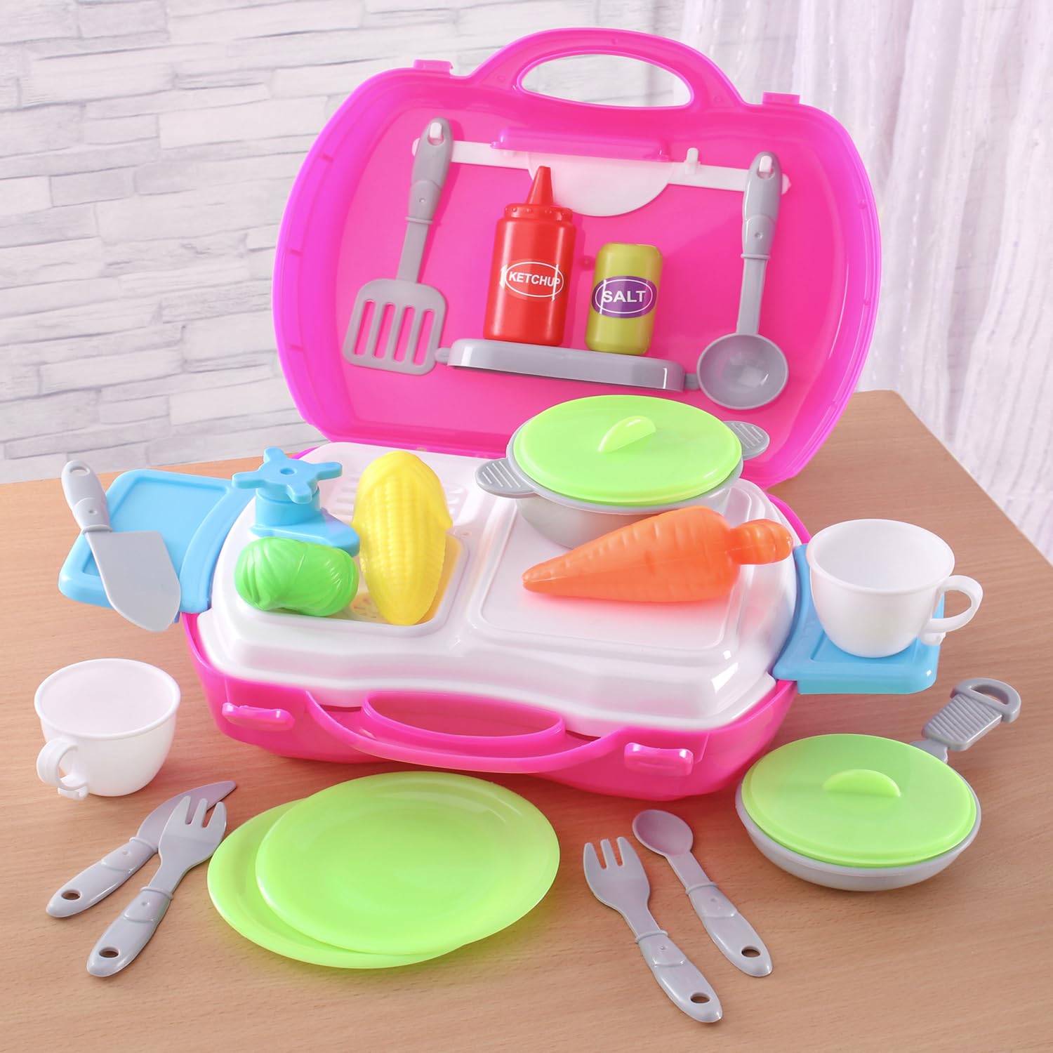 Play Nation 28 Pcs Chef Home Kitchen Suitcase Premium Playset for Boys & Girls
