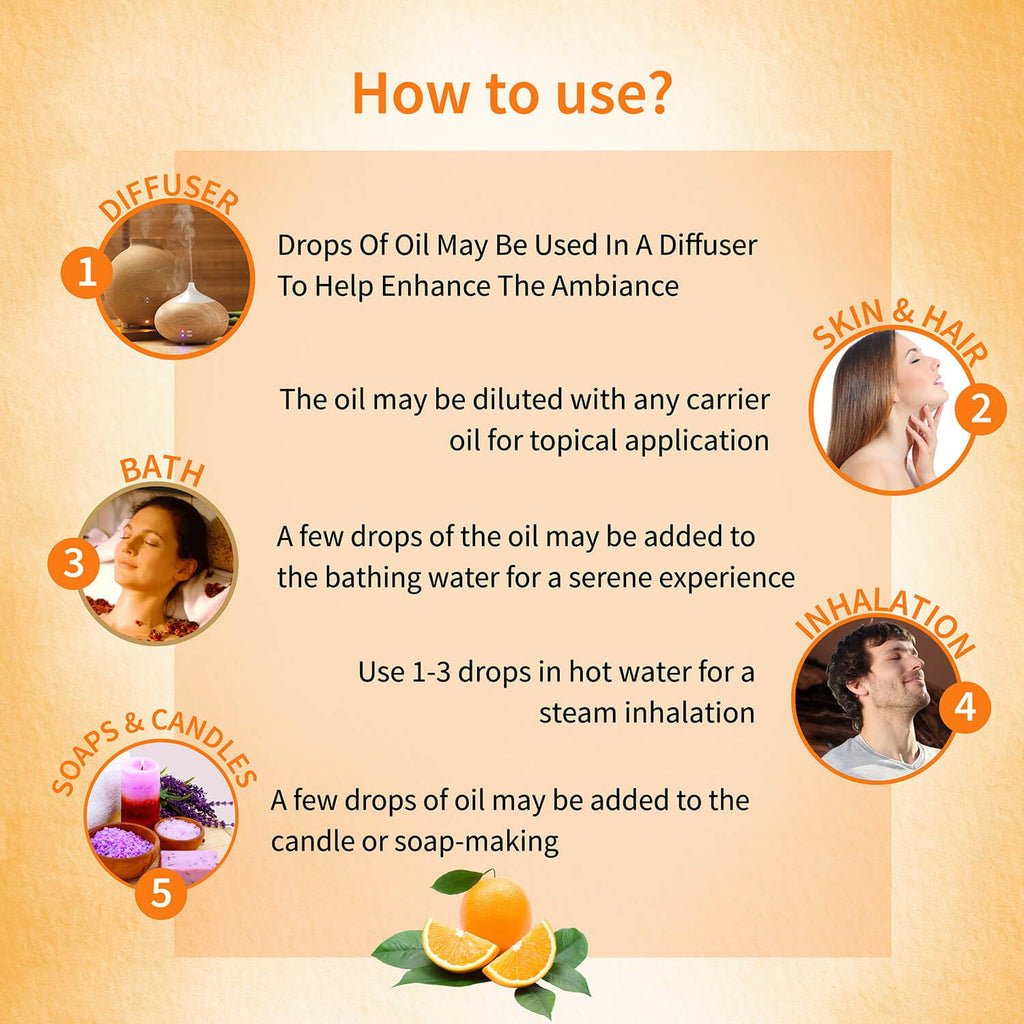 Ayouthveda Orange Essential Oil for Skin & Hair | Aromatherapy Kit for Stress Relief & Relaxation | 100% Pure & Natural Therapeutic Grade |Can Be Used as Air purifier (Pack Of 1; 15ml)