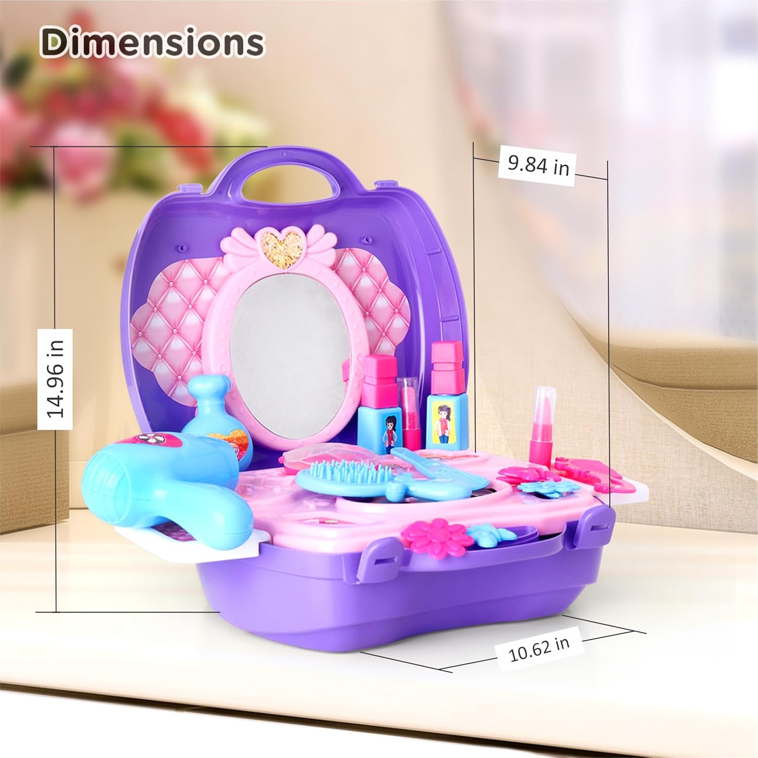Play Nation Premium 21 Pcs My Vanity Makeup Suitcase Playset for Girls Multicolor