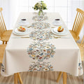 Urban Space Sicilia Table Linen Collection Premium 6 Seater, Anti Skid Table Cloth Colour White Paisley
