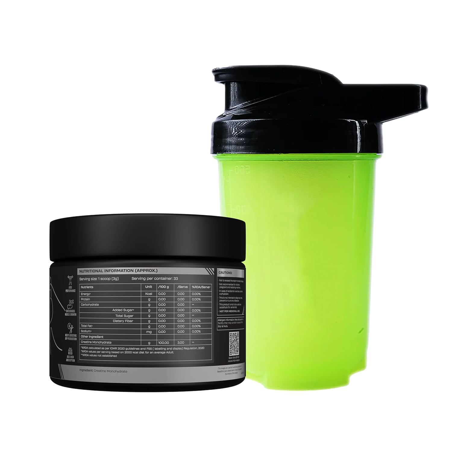 BeastLife Micronised Creatine Monohydrate with Free Shaker | 100g | 33 Servings | Unflavoured | NABL Lab Tested | Rapid Absorption for Muscle Strength & Athletic Performance | Super Micronised Creatine Powder