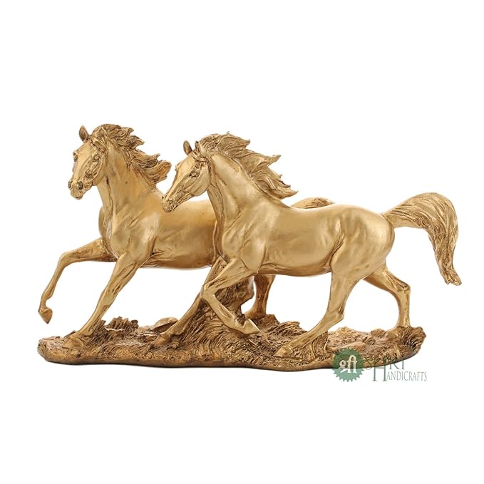 Indicast Resin Feng Shui 6"  Inch Running Horse Statue Handcrafted Decorative Showpiece Idol | Home Decor Animal Figurines