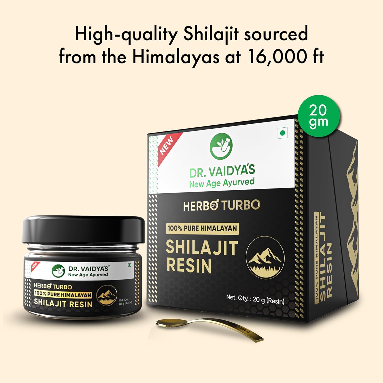Dr. Vaidya's Herbo24Turbo Shilajit Resin | 100% Shuddha Shilajit | Pure Himalayan | >75% Fulvic Acid & 80+ Trace Elements | Boosts Stamina & Endurance | 20g