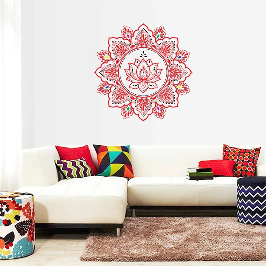 Rangoli White Glossy Vinyl Wall Sticker Premium Self-Adhesive Waterproof Parent-4 Design-5