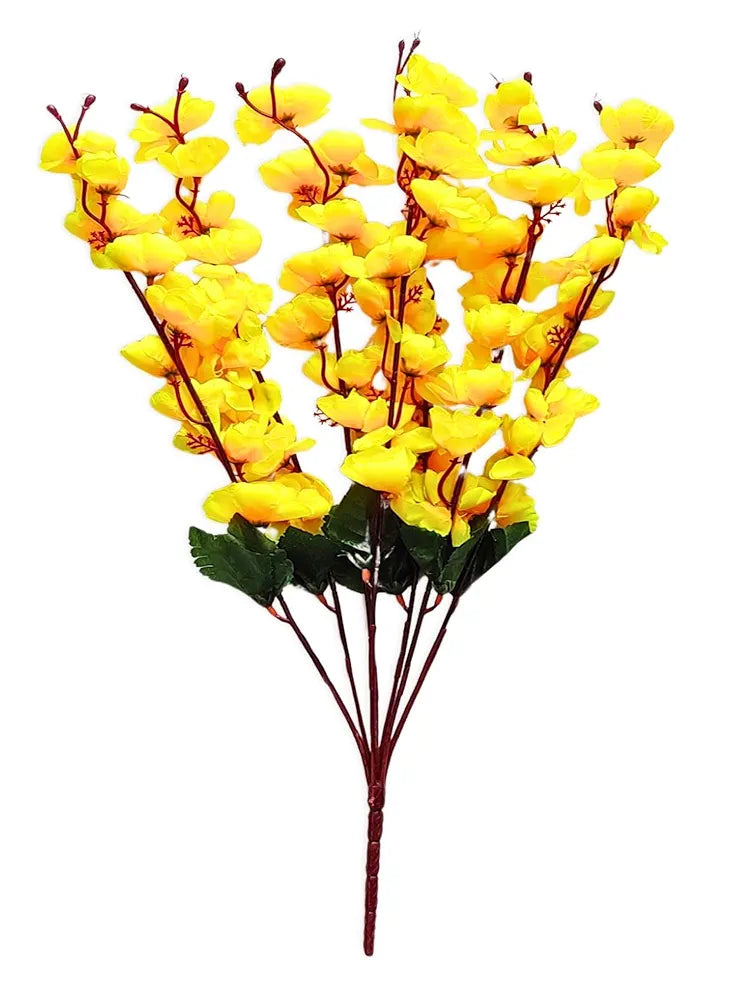 Artificial Flowers Bunch Cherry Blossom Ideal for vase Without vase Yellow 55 cm Height Fabric