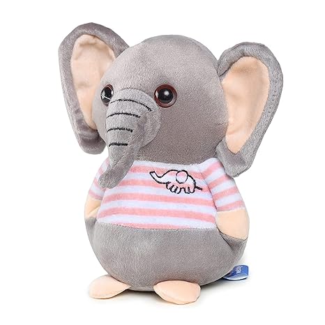 Webby Soft Animal Plush Elephant Toy 20cm Grey and Pink