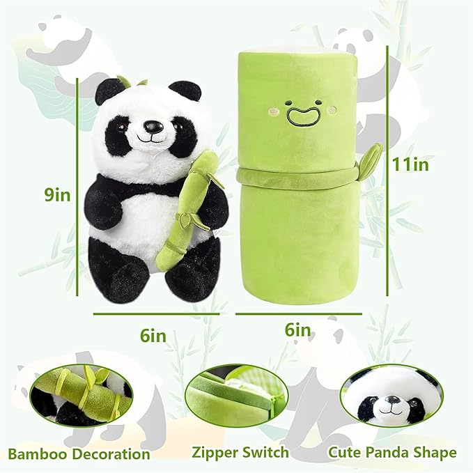 Kidology Panda Stuffed Animal Bamboo Panda Pillow Stuffed Panda Bear Green